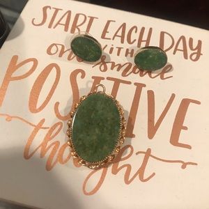 Vintage Gold Dipped Beautiful Jade Set